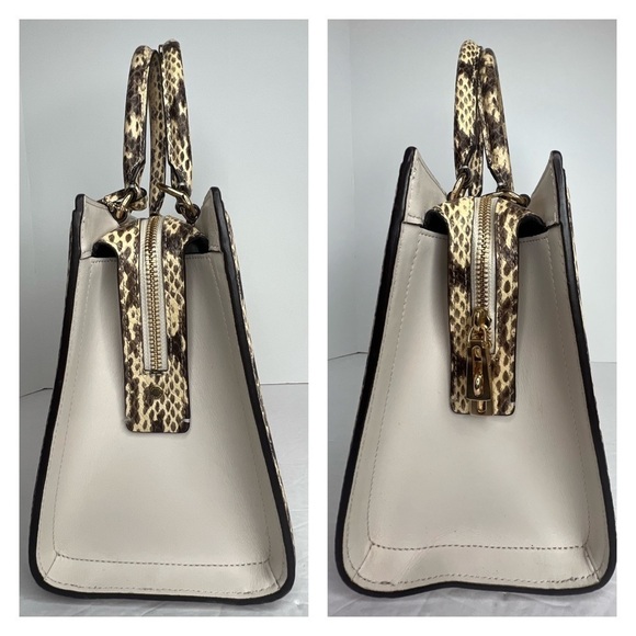 Coach Zoe Chalk Exotic Snakeskin Trim Top Handle Satchel Bag F68293 Zoe - Picture 4 of 15